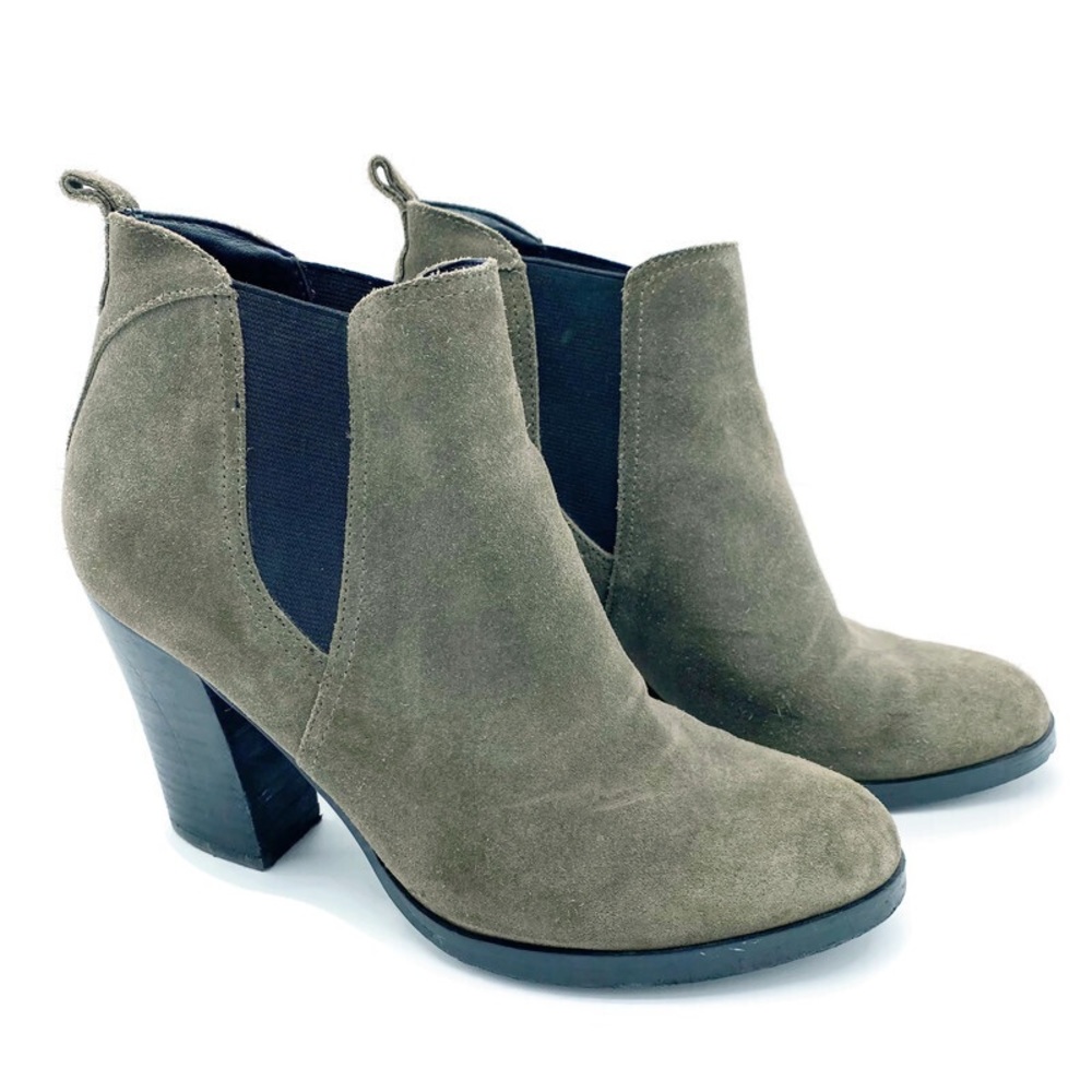 Marc Fisher Taupe Suede Heeled Chelsea Boots